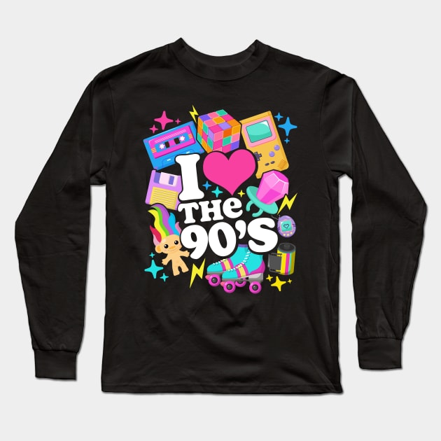 I Love The 90's Retro 90s Costume Long Sleeve T-Shirt by Wasabi Snake